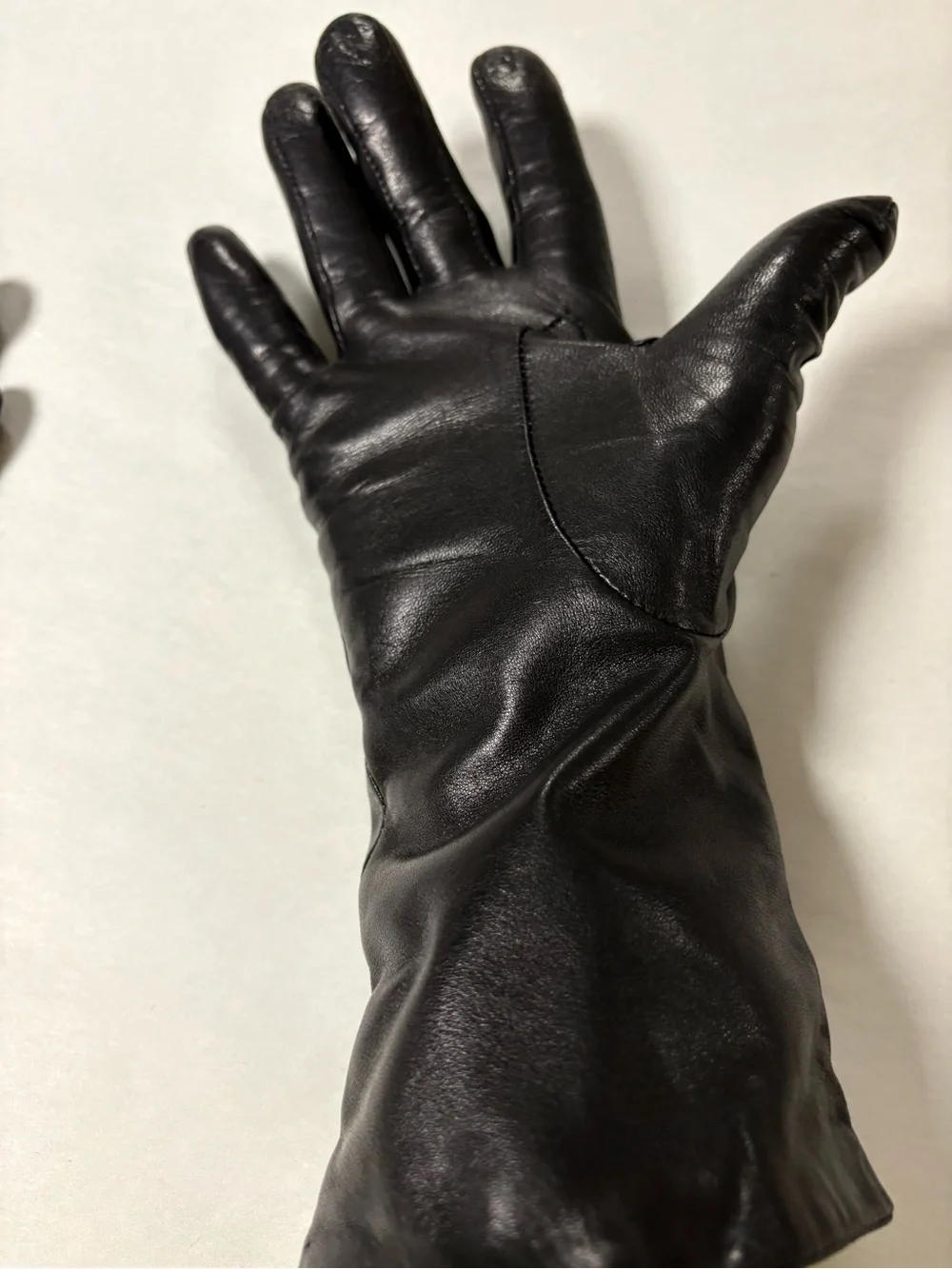 Nordstrom Womens Black Leather Cashmere Lined Wrist Gloves Size 8